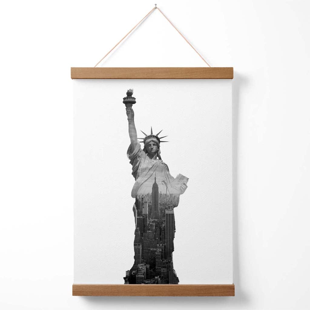 Abstraktes Freiheitsstatue-Poster in New York, Schwarz-Weiß-Foto mit Aufhänger