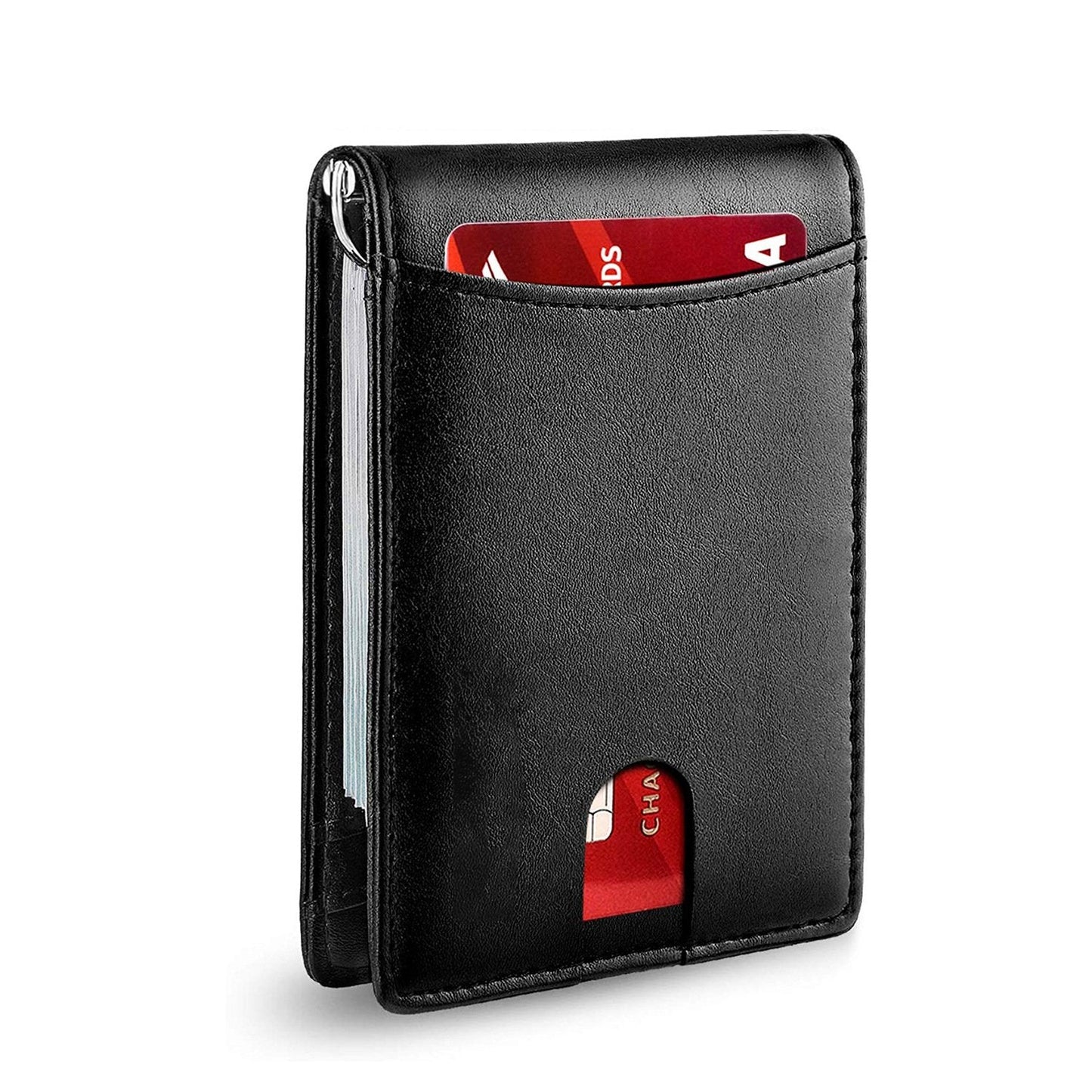 Slim RFID-Geldbörse für Herren | Kartenetui aus Leder | Schwarz