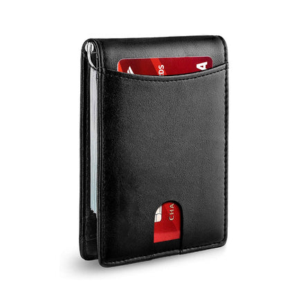 Slim RFID-Geldbörse für Herren | Kartenetui aus Leder | Schwarz