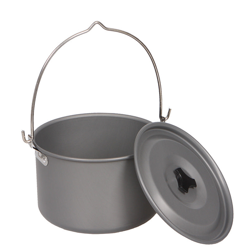 leichgewichtiger eloxierter Aluminium Camping Kochtopf mit Henkel und sicherem Deckel Brehn