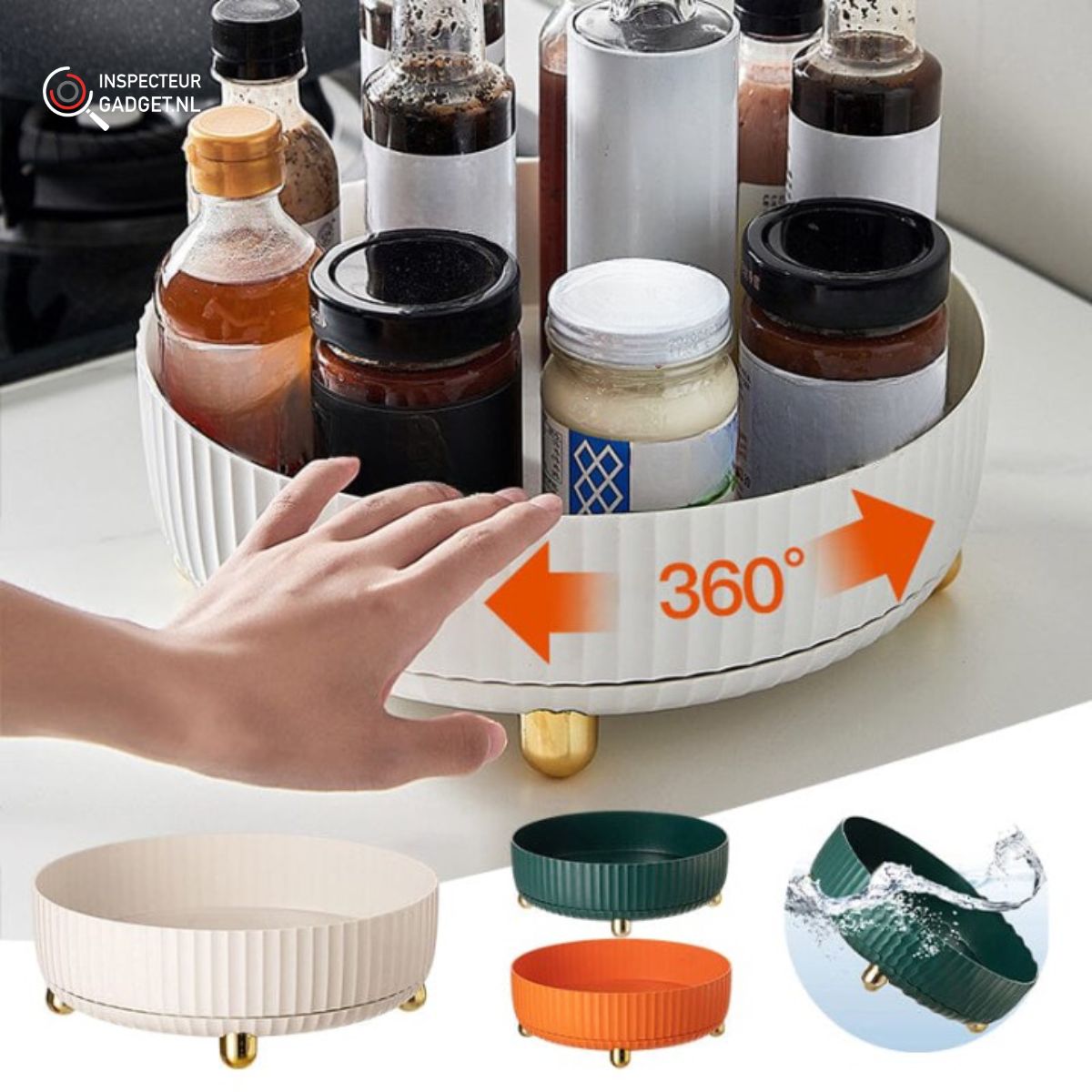 360° drehbarer Organizer – Platzsparende Drehteller-Aufbewahrung für Küche, Bad, Büro und Speisekammer