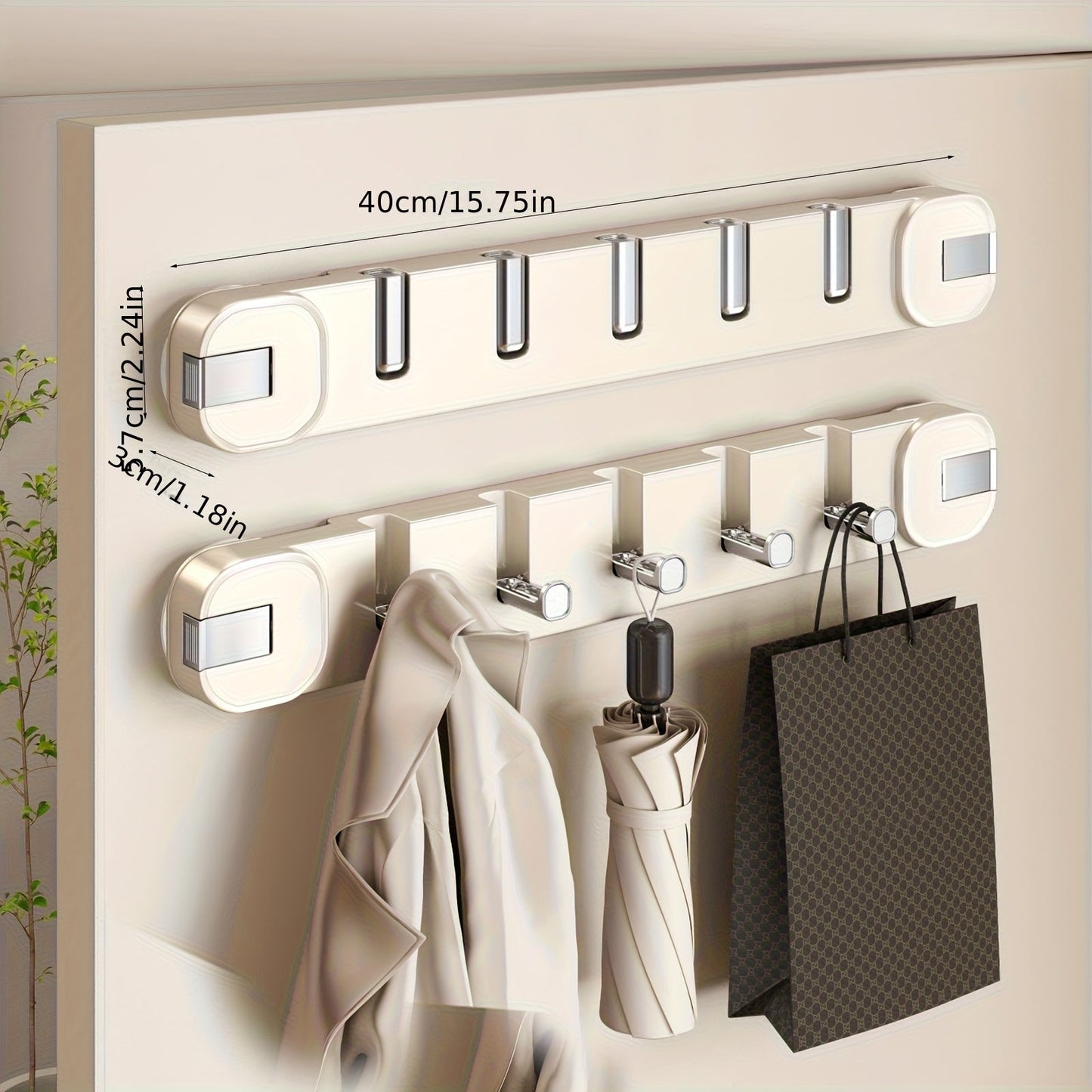 Wandhakenpanel ohne Bohren – OrganizePlus versteckter 5-Haken-Regal | Brehn