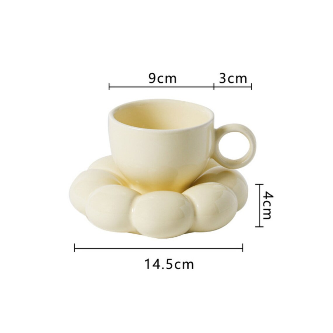 Pastell Bubble Becher mit Untertasse – Elegante Keramiktasse für einzigartiges Essen