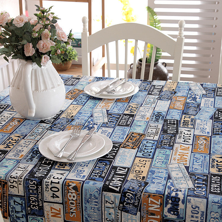 Vintage Kennzeichen Tischdecke