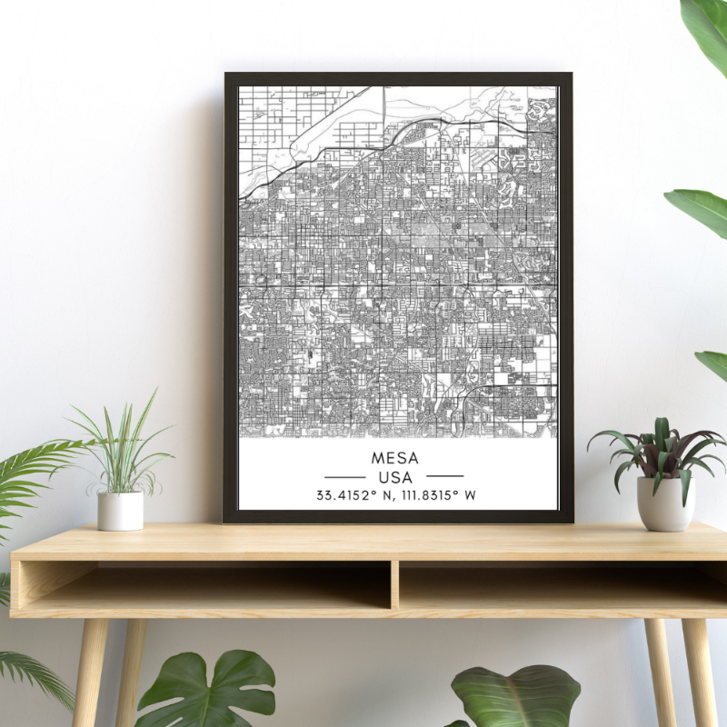 Mesa Stadtkarte - Leinwand Wandkunst Gemälde