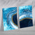 Abstraktes Ozeanmotiv in Blau und Gold, 2 Kunstdrucke