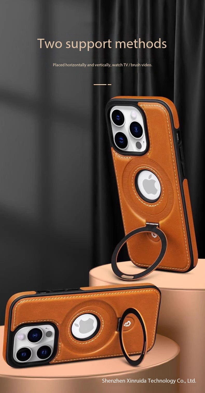 Für 17ProMax Magnetische Halterung Handyhülle Hochwertige Business Lederhülle