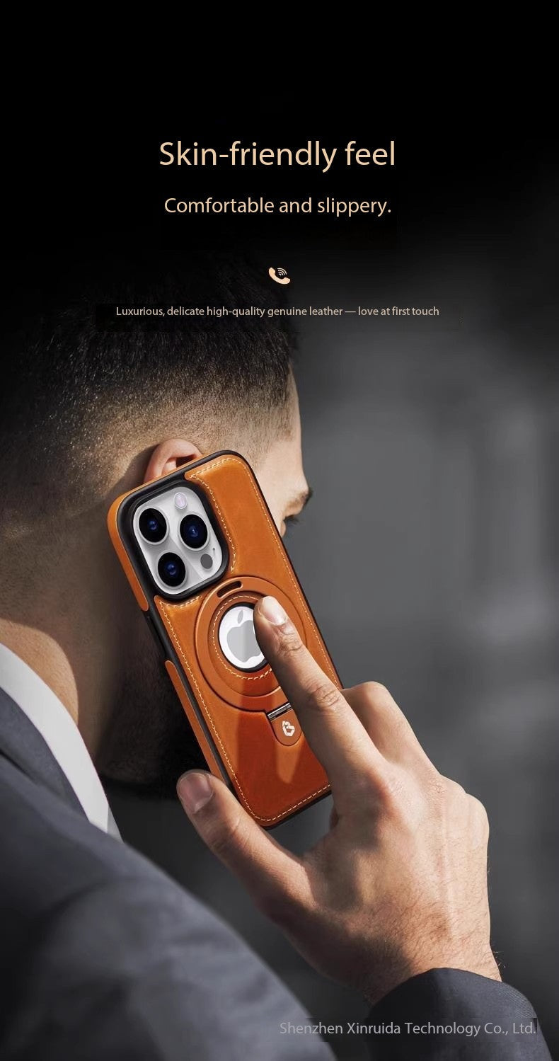 Für 17ProMax Magnetische Halterung Handyhülle Hochwertige Business Lederhülle
