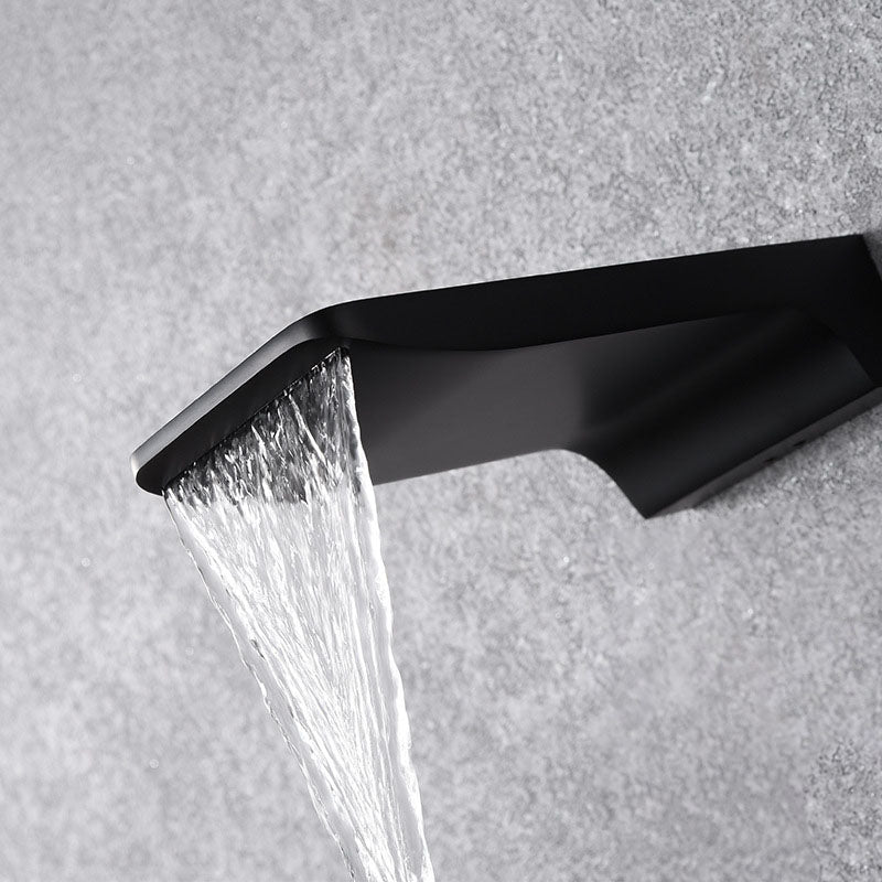 Kreativer Wandtyp Wasserfallwasserhahn aus reinem Kupfer schwarzer Waschbecken kaltes und heißes eingebettetes Becken verborgenes Armatur