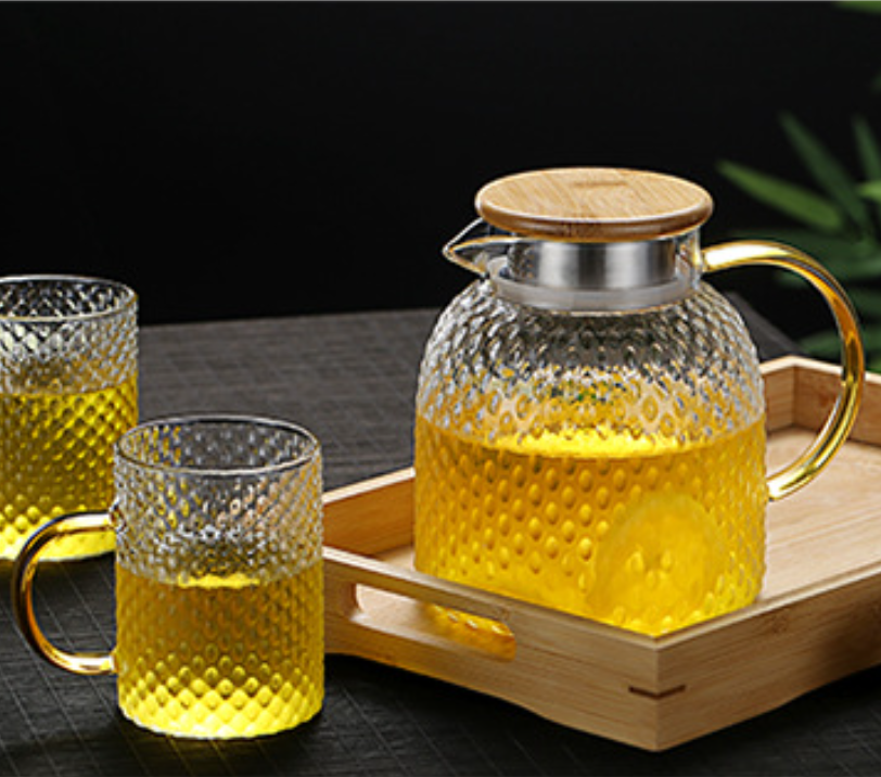 Brehn | Heizbare Glas-Kaltwasserkaraffe mit Reis-Muster
