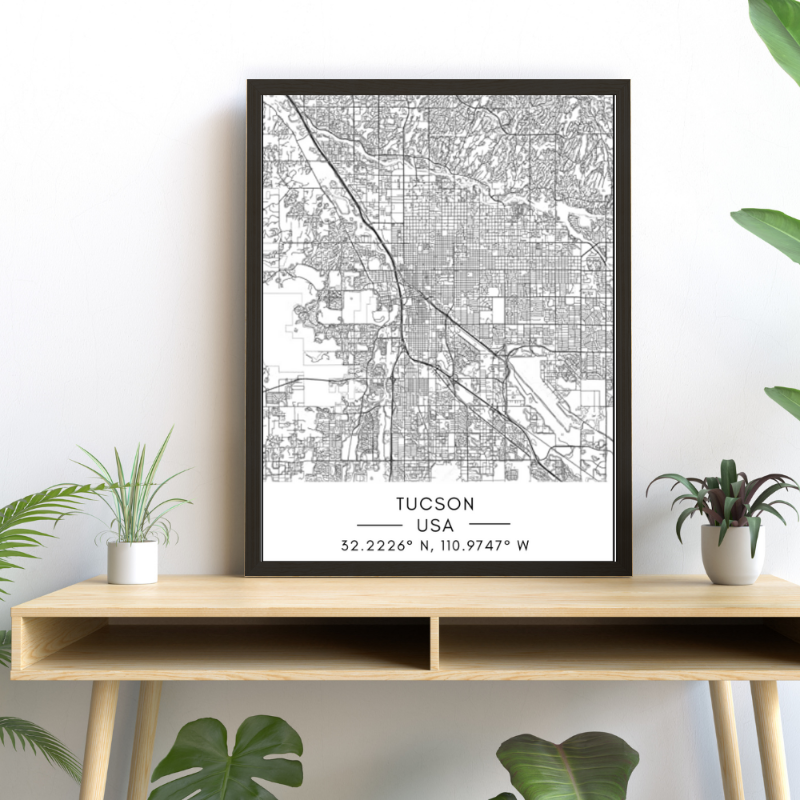 Stadtplan von Tucson – Leinwandbild