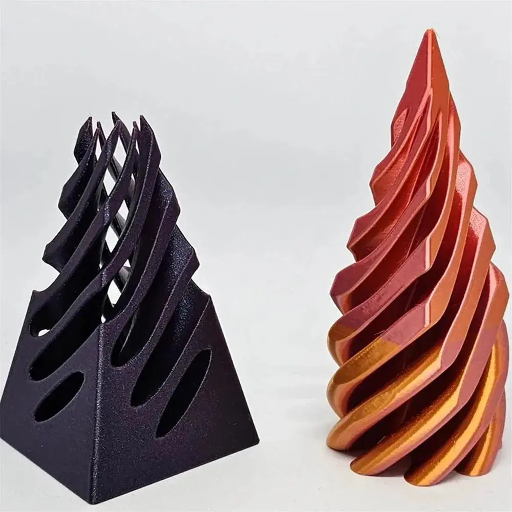 3D-gedrucktes spiralförmiges Kegel-Pyramiden-Spielzeug – Einzigartige visuelle Magie Schreibtischskulptur