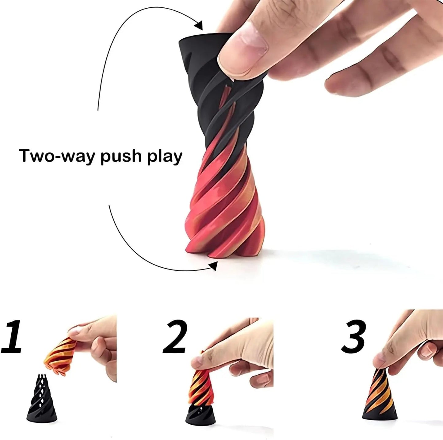 3D-gedrucktes spiralförmiges Kegel-Pyramiden-Spielzeug – Einzigartige visuelle Magie Schreibtischskulptur