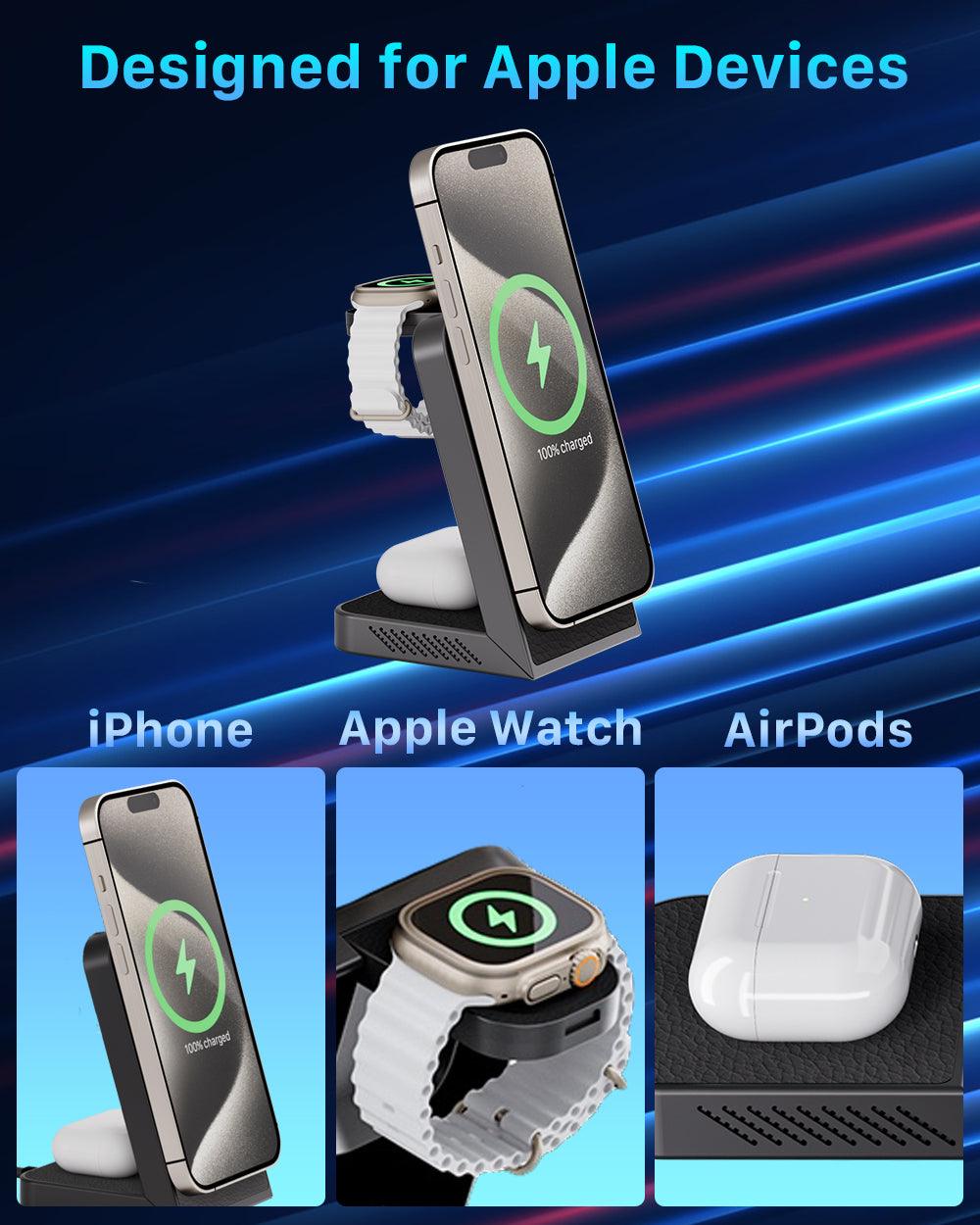 Brehn | LuxCharge Elite Wireless Hub | 3-in-1 Schnelllade-Lösung für nahtlosen Komfort