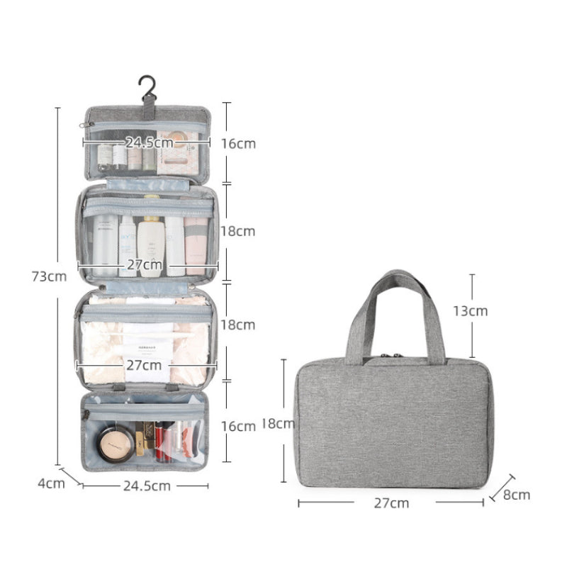 Brehn | Travelique Reise-Kosmetik-Organizer | Kompakt & Wasserabweisend | Mit 4 Fächern & 360° Haken | Für Damen & Herren