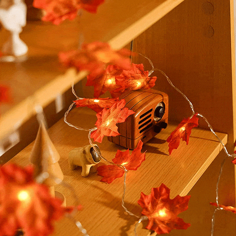 Thanksgiving-Dekor Herbst Ahornblatt Lichterkette | Brehn