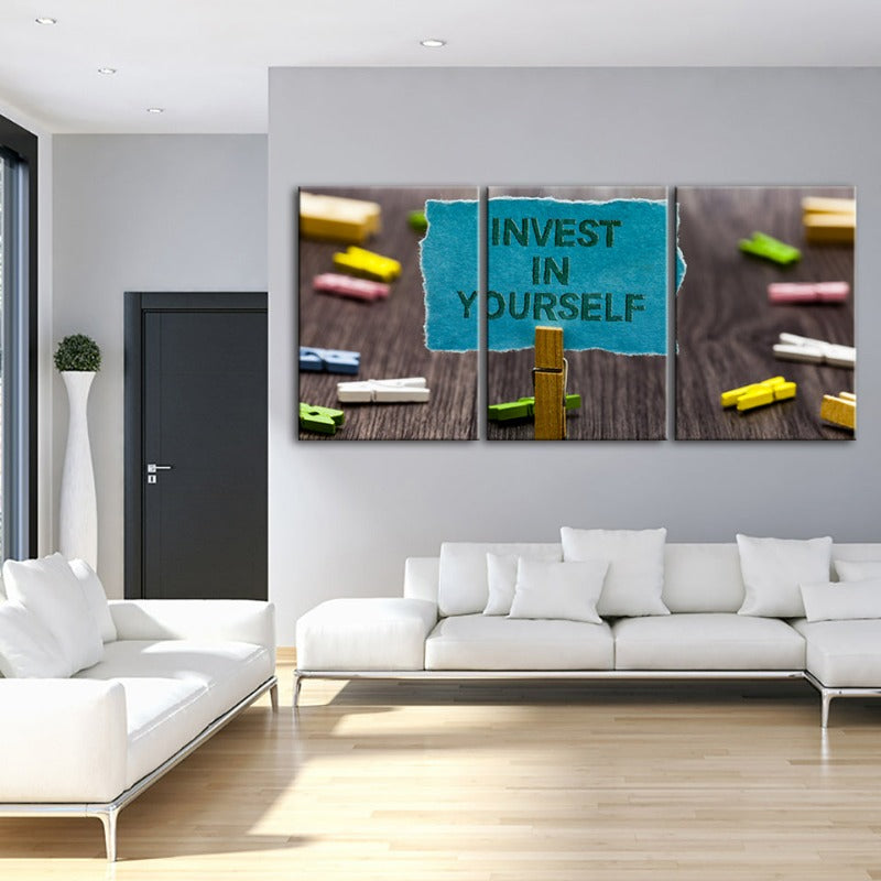 Investiere in dich selbst - Canvas Wandkunst Gemälde 3 Teile
