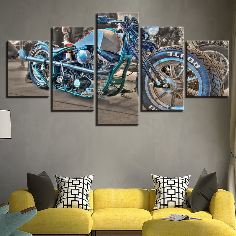 5-teilige Nahaufnahme Blau Reiter Fahrrad - Leinwand Wandkunst Gemälde