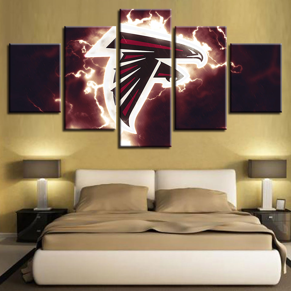 Elektrisches Atlanta Falcons Logo 5 Teile - Leinwand Wandkunst Malerei