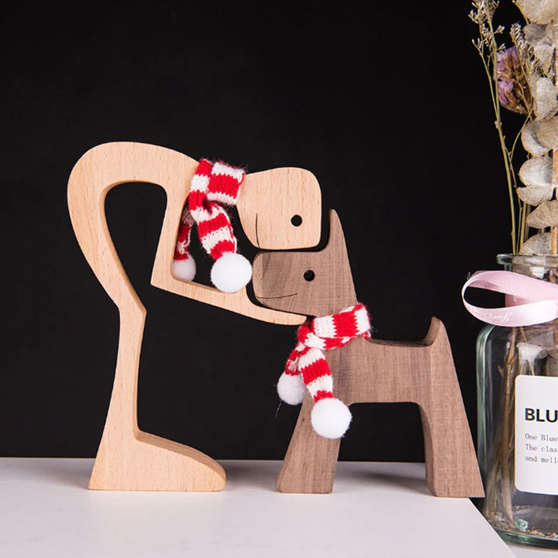 Brehn | Geschenk für Tierliebhaber - Holzskulptur Tisch Ornamente - Die Liebe zwischen Ihnen und Ihrem pelzigen Freund