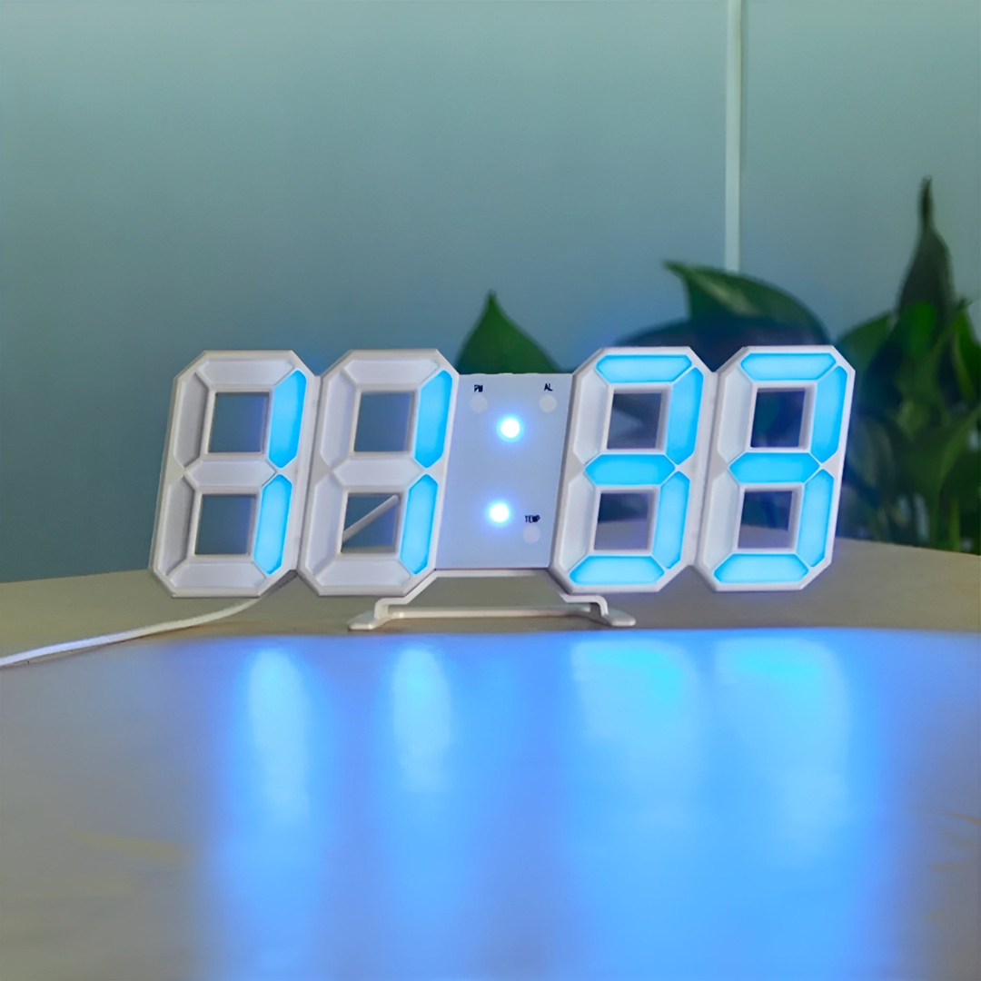Moderne 3D-LED-Wanduhr – Digitales Display in auffälliger Optik