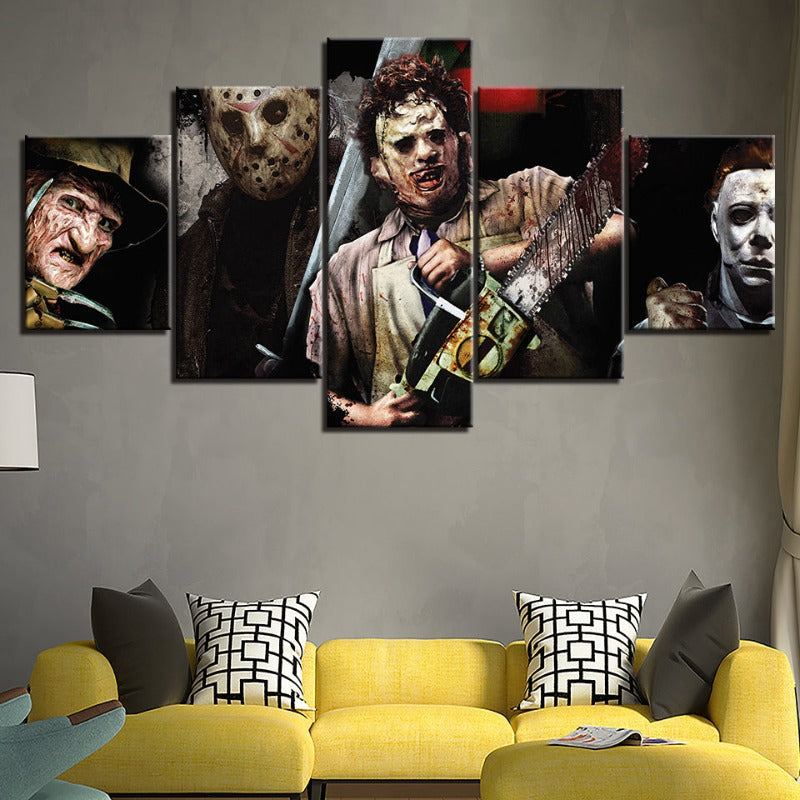 5 Teile Iconic Monster und Killer - Leinwand Wandkunst Gemälde