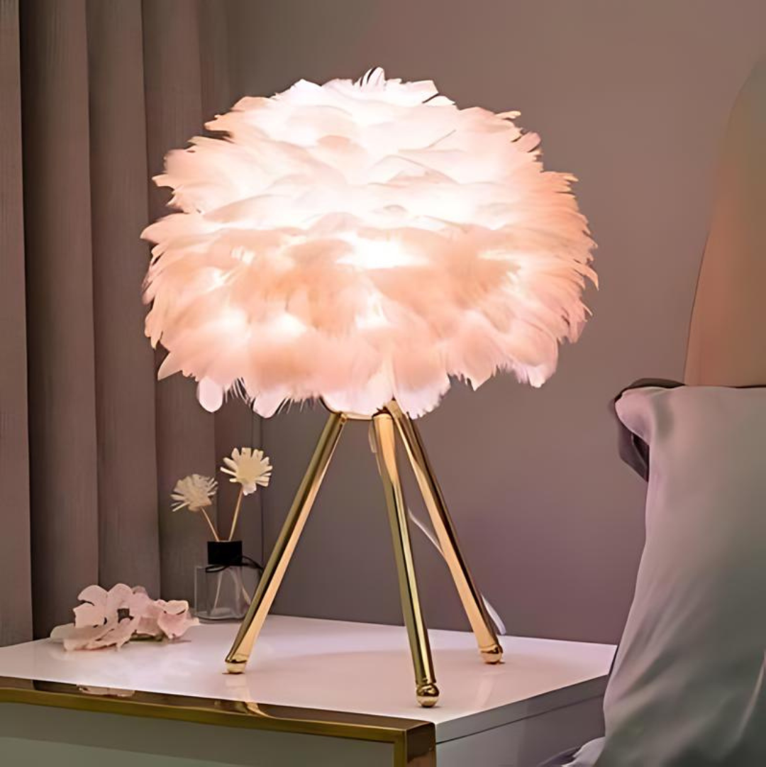 Brehn | Luxus Tischlampe mit weichen Federn