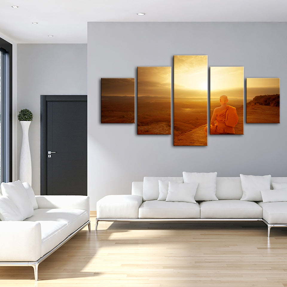 Warmer Morgen, 5-teiliges Leinwandbild