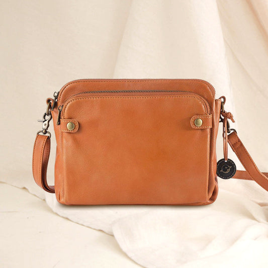 Dreilagige Leder-Umhängetasche, Schultertasche & Clutch