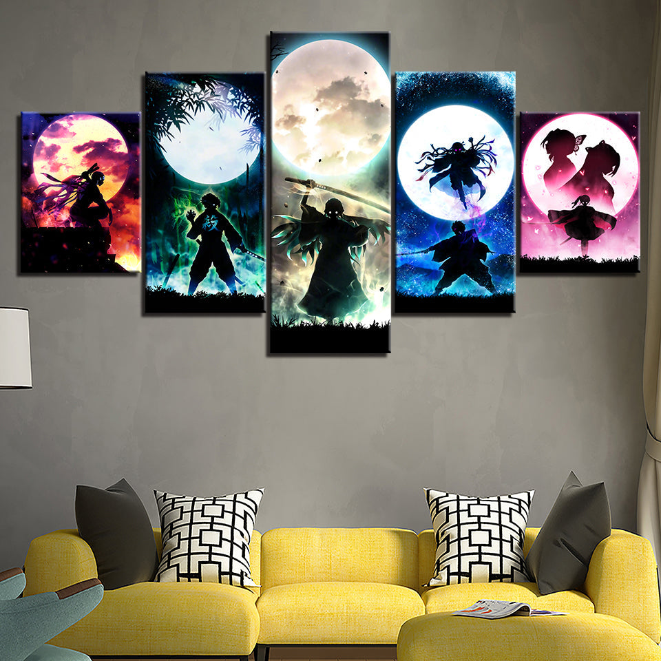 Demon Slayer - 5-teilige Leinwand Wandkunst Malerei - Atemberaubendes, von Anime inspiriertes Design