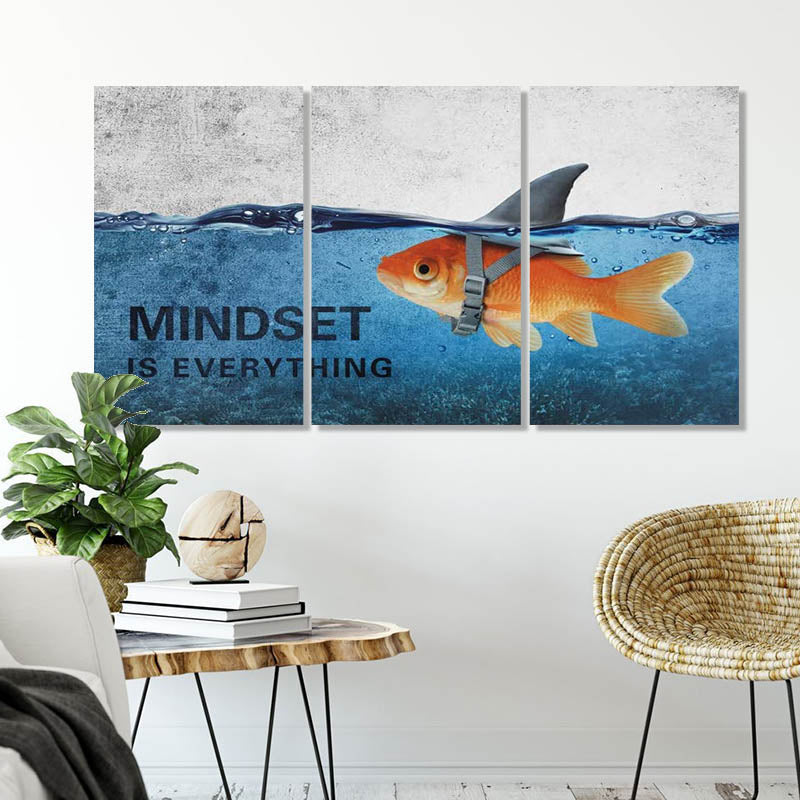 3Stk. Abstrakte Blaue Goldfisch Hai Poster Leinwand Gemälde | Brehn