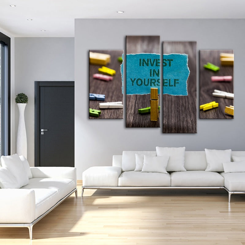 4-teilig Investiere in dich selbst - Leinwand Wandkunst Malerei