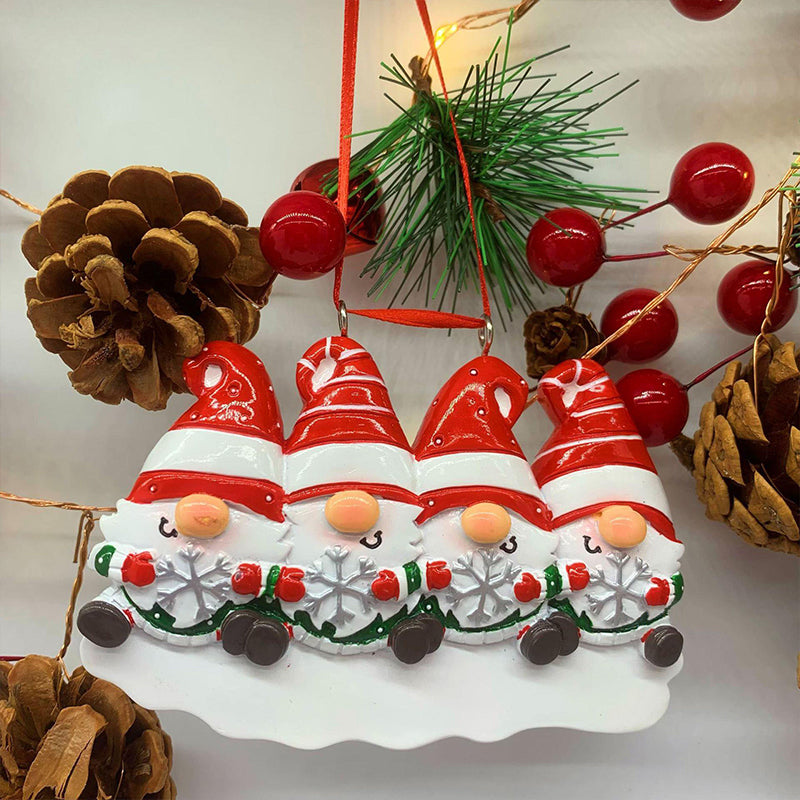 Brehn | 4 Namen-Anpassbare Familien-Weihnachts Weihnachtsbaumdekoration Ornament mit Namen-Zwerge Familie