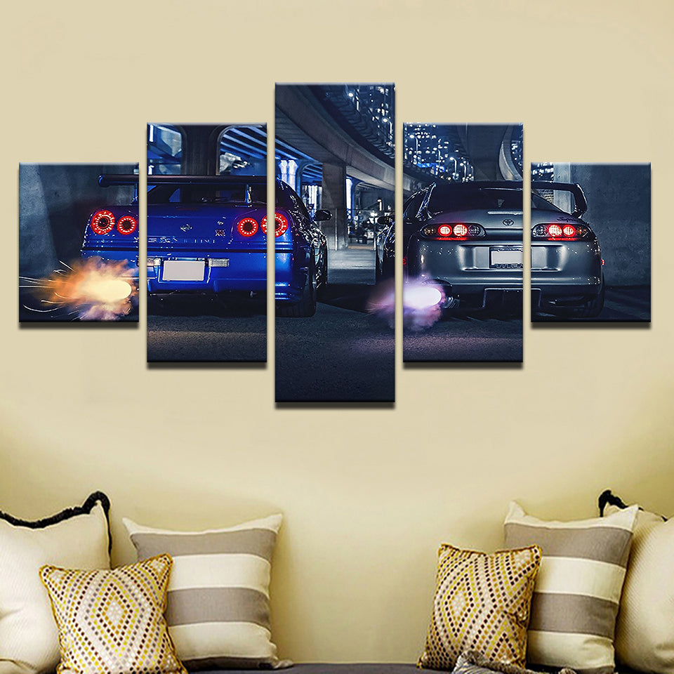Car Racers 5 Stück - Leinwand Wandkunst Malerei