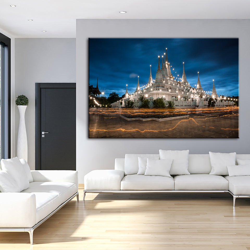 Schöne Tempel Nachtzeit - Leinwand Wandkunst Gemälde