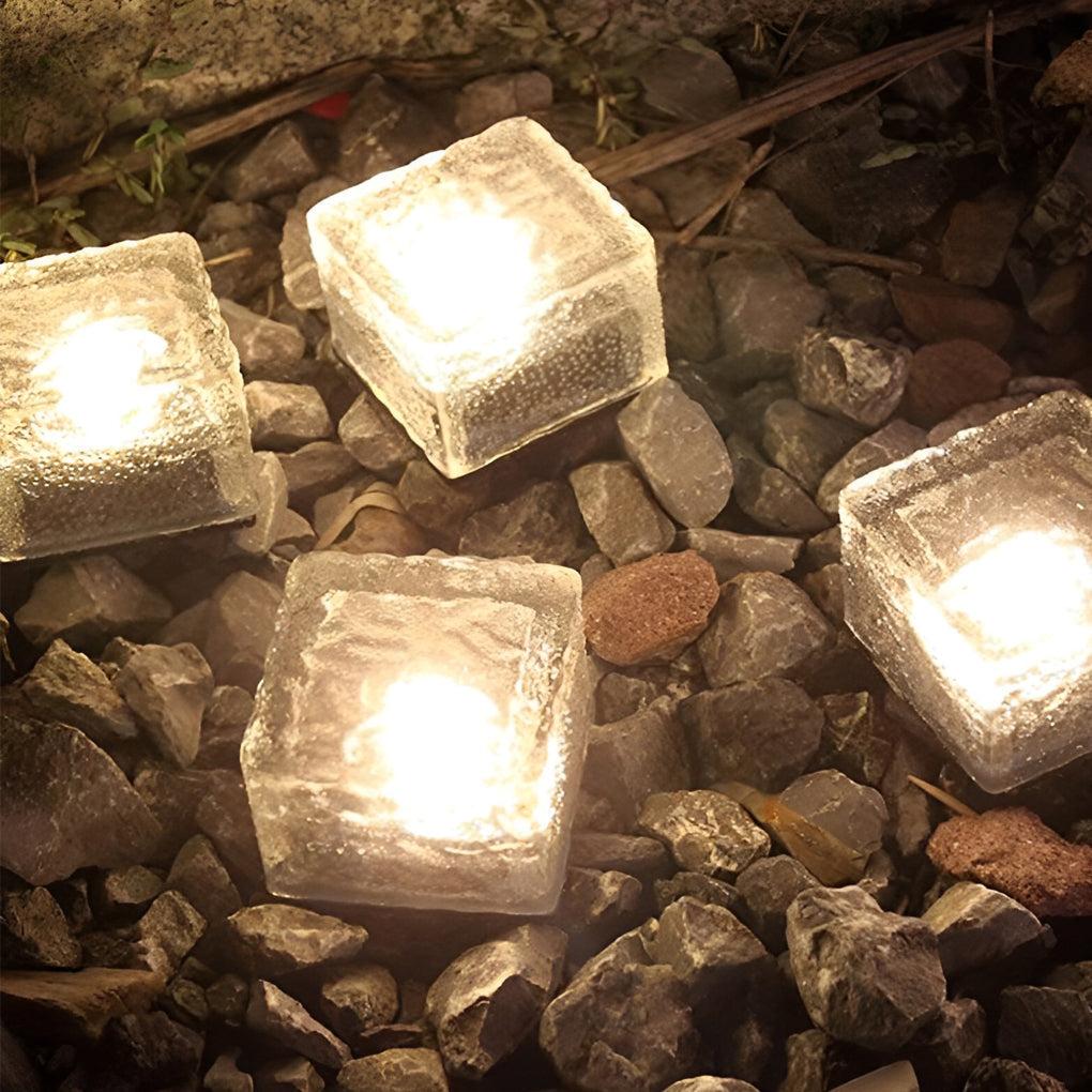 Square Creative Ice ock LED Waterproof Smart Solar Outdoor Lighting