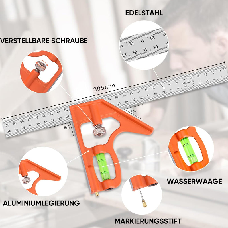 Multifunktionales 90-Grad- und 45-Grad-Winkellineal | Brehn