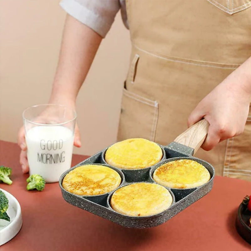 Eierpfanne mit vier Mulden, Frühstücksomelett-Pfanne, Haushaltsbratpfanne, Antihaftpfanne