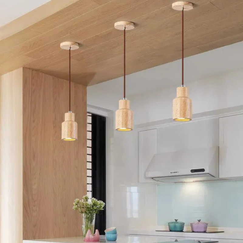 Brehn | Skandinavische Moderne LED Pendelleuchte aus Holz