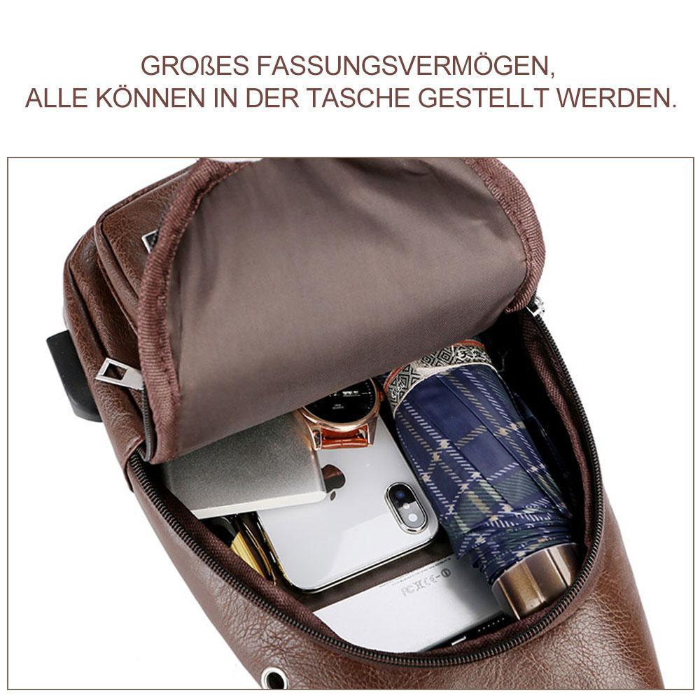Schultertasche Crossbodytasche für Herren mit USB-Ladeanschluss | Brehn