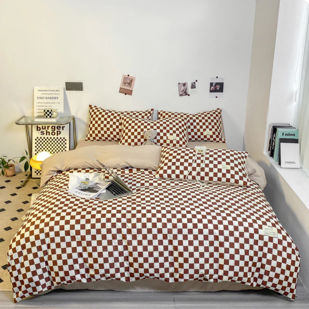 Brehn | Luxus Bettbezug mit kariertem Muster