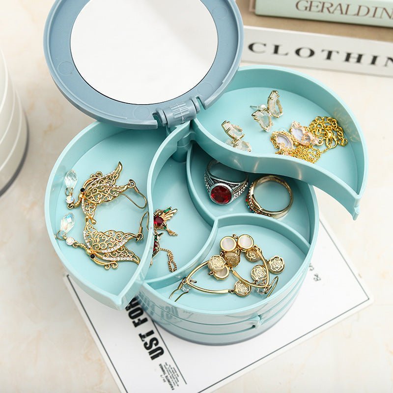 Brehn | Schmuckbox - 360° drehbare Aufbewahrungsbox für Schmuck, maximaler Schutz und Organisation