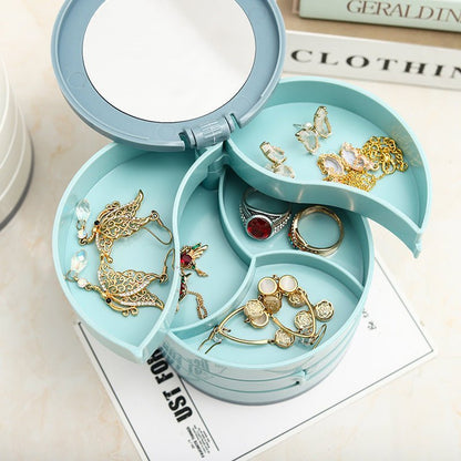 Brehn | Schmuckbox - 360° drehbare Aufbewahrungsbox für Schmuck, maximaler Schutz und Organisation