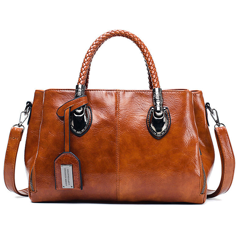 Neue Handtaschen aus Ölwachsleder Boston, große Tragetasche aus weichem Leder | Brehn