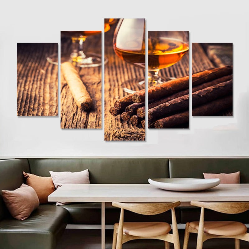 5 Stück Schöne Braune Abstrakte - Leinwand Wandkunst Malerei