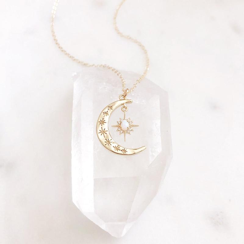 Moon & Sun Croissant Necklace | Brehn