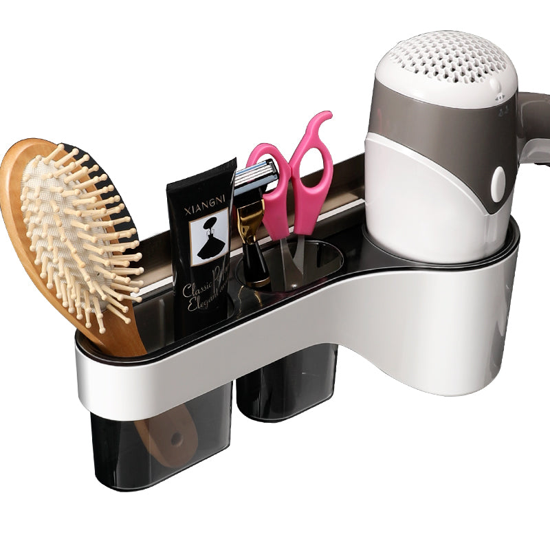 Brehn | Punch-Free Badezimmer Haartrockner Wandregal mit Kamm, Rasiererhaltern, zur Aufbewahrung von Toiletten-Badezimmerartikeln
