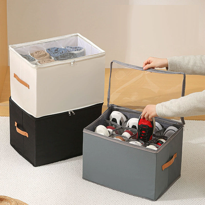 Brehn | Zusammenklappbare Schuh-Organizer-Box mit transparentem Deckel