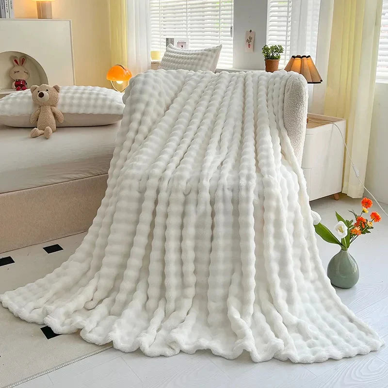 Brehn | Luxuriöse Blasenstruktur Fleece-Decke - BubbleNest