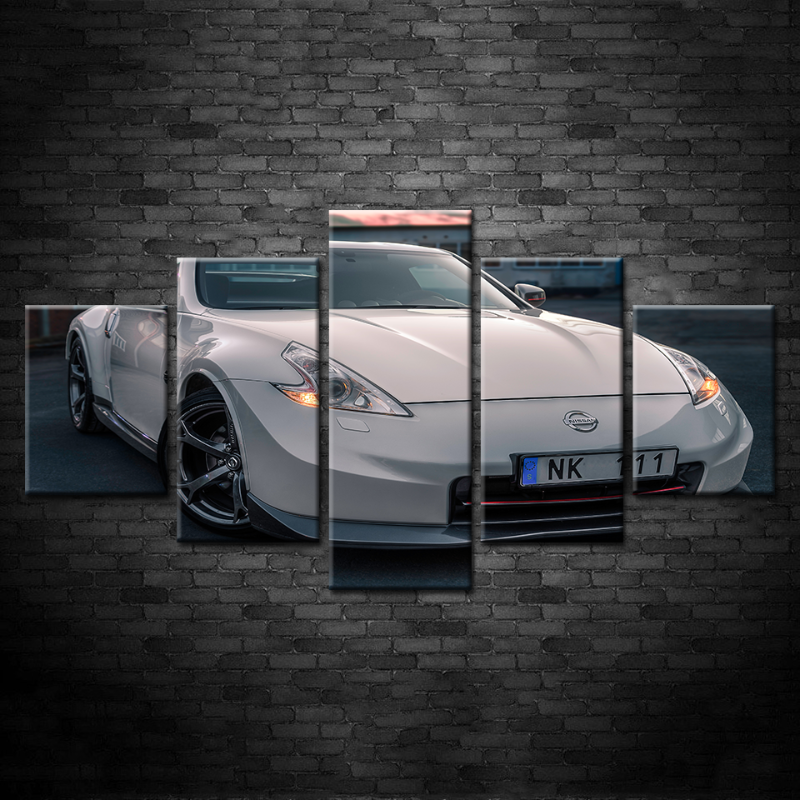 5 Stück Weiße Neue Metallische Auto - Leinwand Wandkunst Gemälde